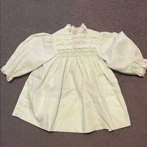 Polly Flinder Hand Smocked Vintage Baby Dress - Mint Green